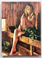 картина "девушка в бане" 30*40 см на дереве б018, пэм