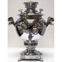 самовар угольный жаровый, 5 л, латунный никелированный, персидский 2015/1