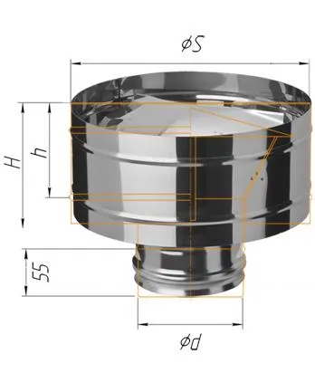 зонт феррум нержавеющий (430/0,5 мм) ф250 с ветрозащитой по воде