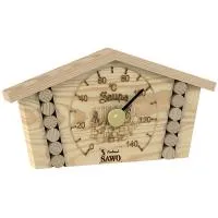 термометр sawo 145-tp, бревенчатый домик, сосна, 230*120 мм
