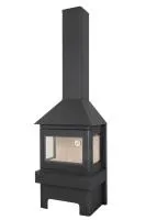 печь-камин прага три стекла черный экокамин