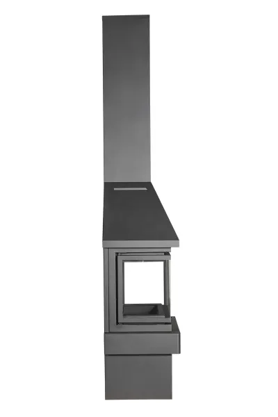 печь-камин прага три стекла new черный, черный шамот экокамин